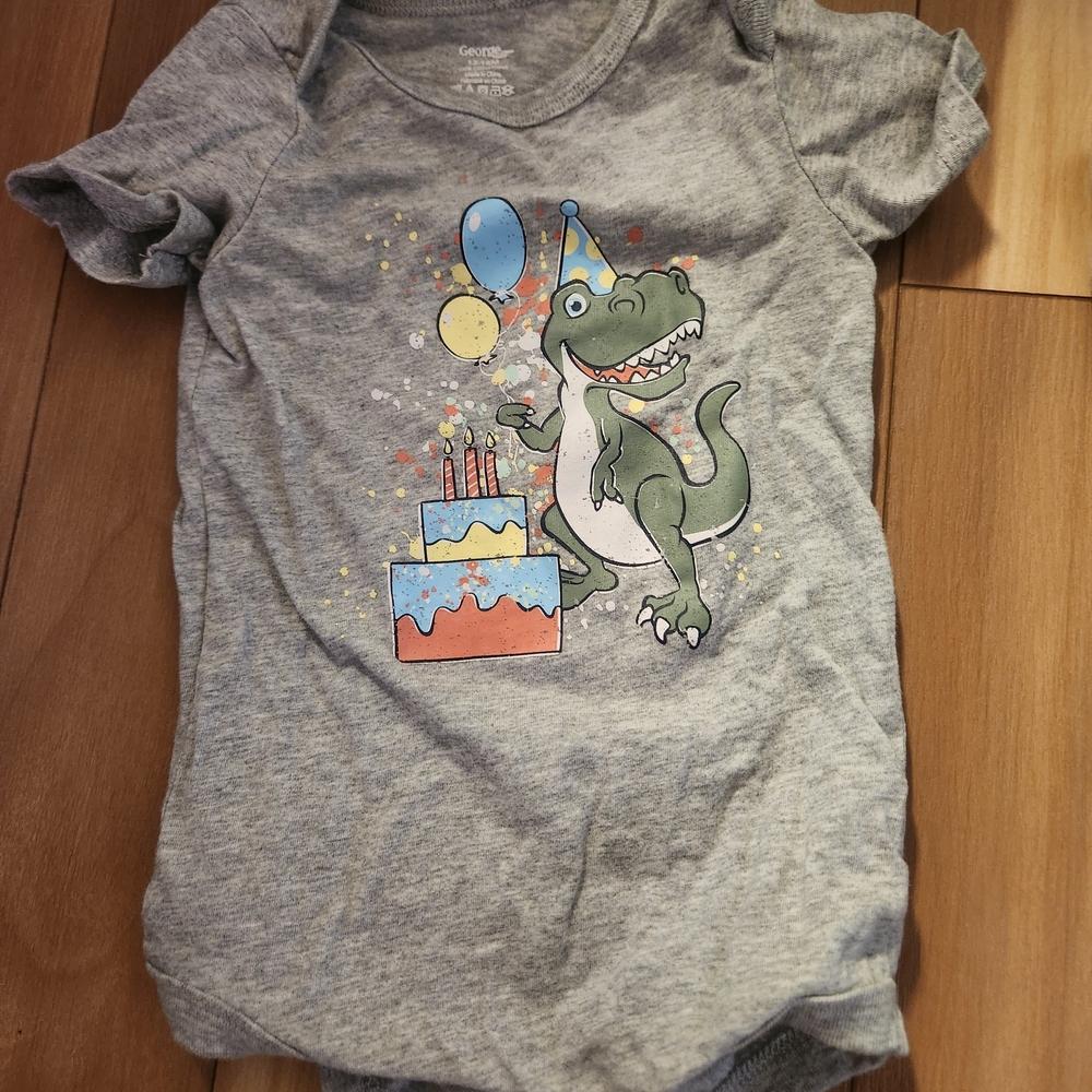 George Gray Kids Tee with Dinosaur and Cake Design